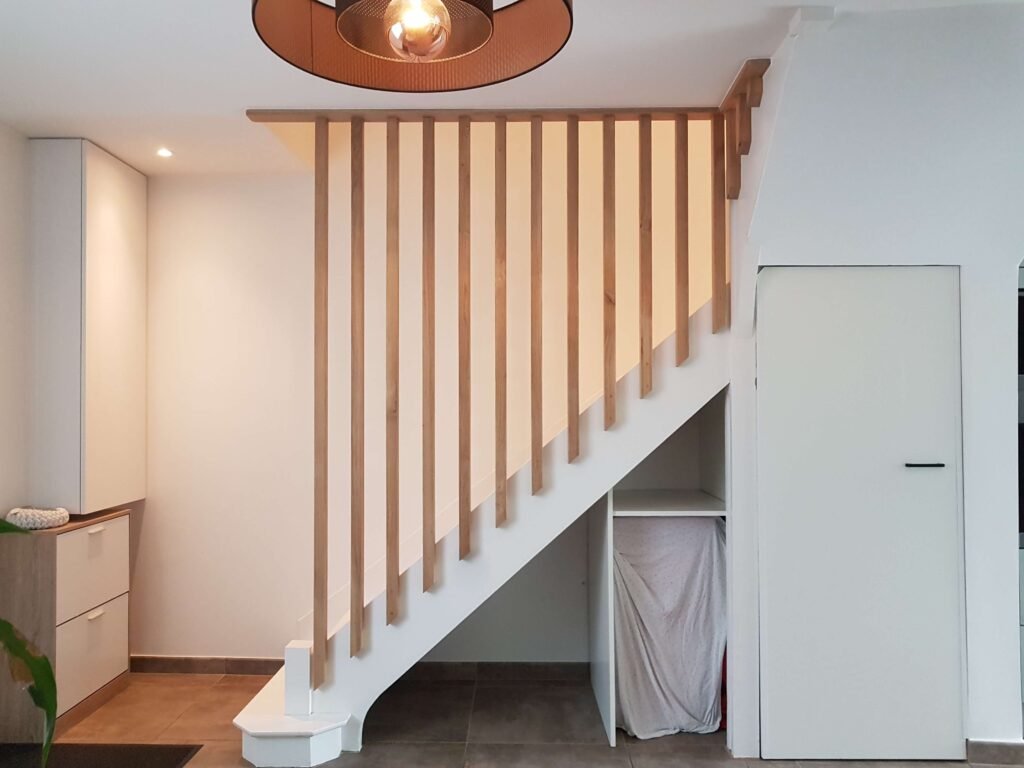 Claustra escalier en chêne finition Rubio